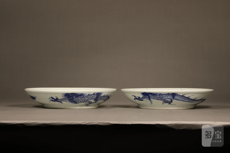 清乾隆 青花过墙云龙纹盘 - 图5